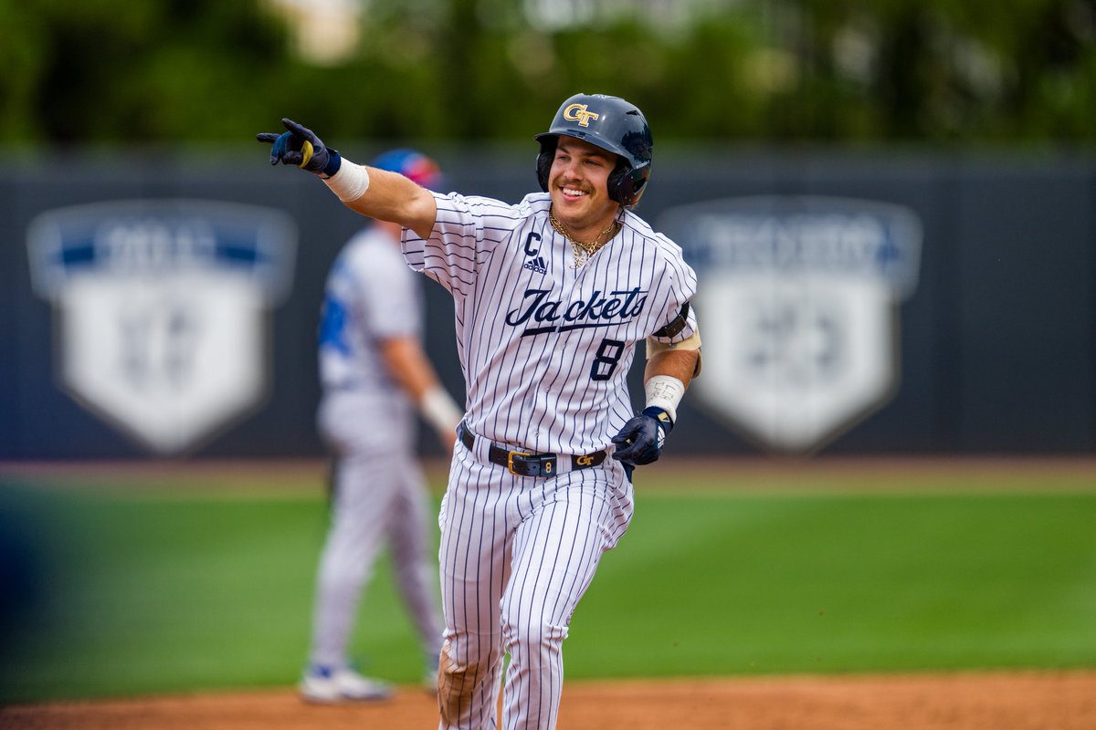 GTBaseball's tweet photo. That's a program record 🖐️ draft picks in the first 5 rounds of the @MLBDraft 

GT's 5 selections in the Top 150 is tied for the most in the nation and leads @ACCBaseball 😤

#StingEm🐝 https://t.co/7uiuw2ovJW