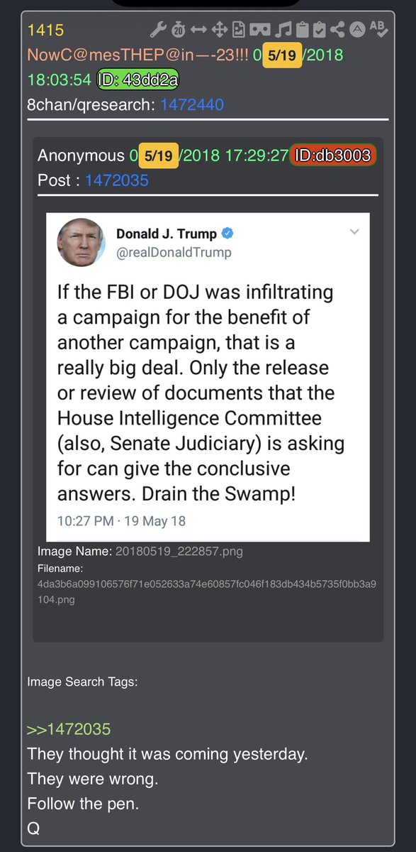 truestormyjoe's tweet photo. 2 of 2

DJT endorsed Lindsey Graham 
June 19th

May 19 Q deltas [30] days prior to DJT’s endorsement 
“Now Comes The Pain”
“I’d watch the news that day”

(30 days is the key.  Q showed us the McCain checkout 30 days advance)

Also the next day May 20th Q
Delta
“House of cards”

Ties into what we’ve been saying 

“A Clean [H]ouse is very important”

Remember the “Follow Bolton” comms?

Are you seeing what is happening since?   You will…..

Lindsey, Mitch (others?)
Sexual Harassment (others?)
Think resignations 
Race drop outs…

Bye Bye