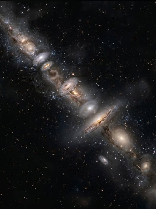 latestincosmos's tweet photo. LATEST🚨: James Webb Just Found the Universe’s Skeleton! 🌌✨

In one of its deepest infrared views, Webb has revealed a massive cosmic filament containing nearly 20 galaxies, stretching an astonishing 13 million light-years across—all from a time when the universe was less than 1 billion years old.

This enormous structure is part of the "cosmic web," invisible strands of dark matter that guide galaxies into chains. We are witnessing the discovery of the universe’s ancient framework.

Mind = Blown. 🤯