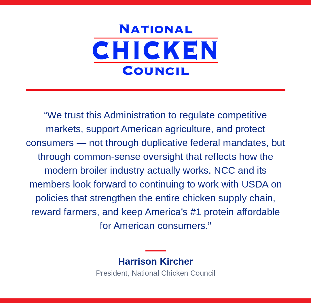 chickencouncil's tweet photo. Thank you @SecRollins, @DepSecVaden for planning to address 3 Biden-era regulations that threaten to dismantle an efficient and successful industry model that rewards farmers and helps keep chicken affordable for American consumers: https://t.co/zZrxRt54bk https://t.co/SlF8YAELSD