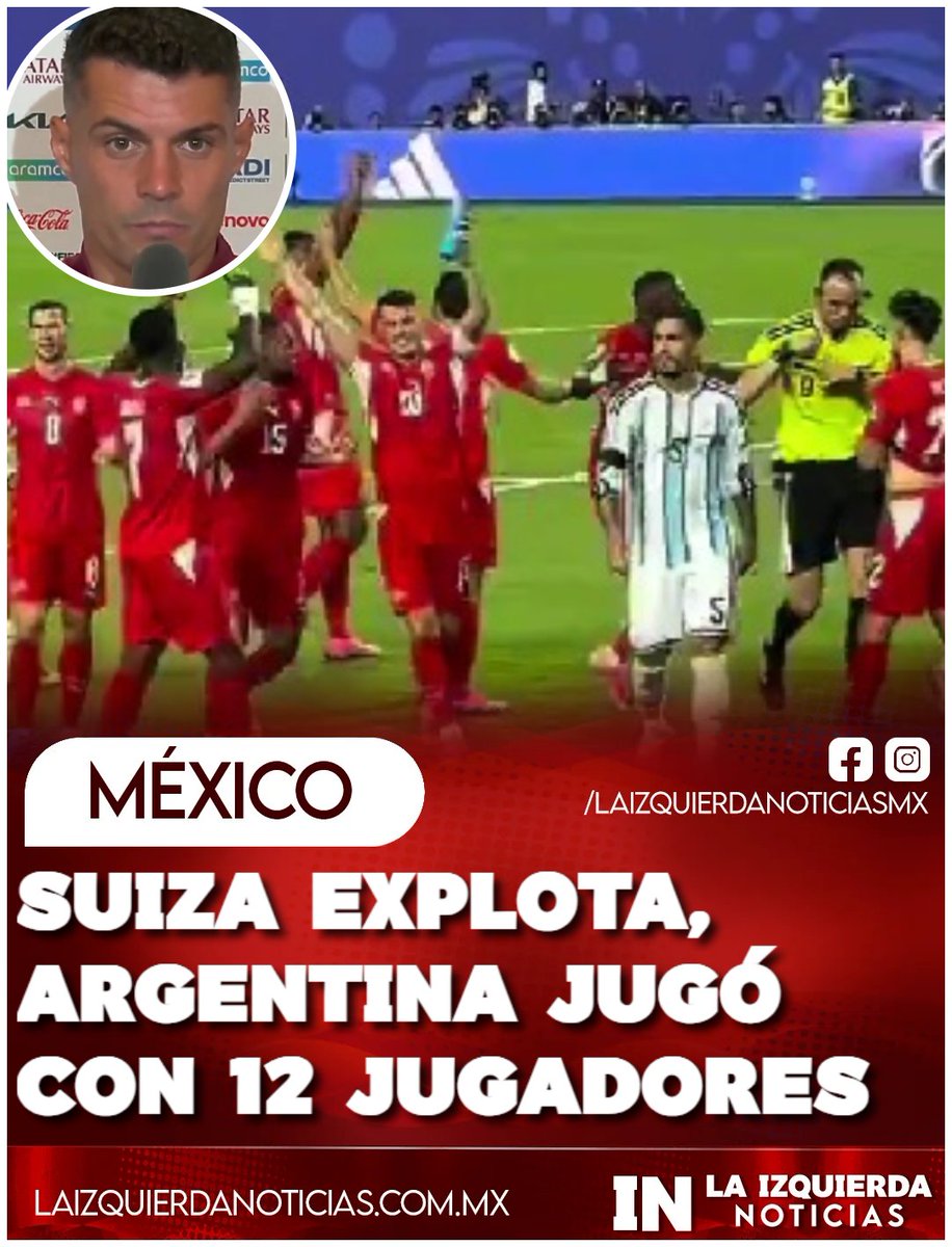 IzqNoticiasMx's tweet photo. ¡LO ARRASTRAN! Suiza explota contra el arbitraje en el Mundial: Xhaka acusa que el réferi acabó con su estrategia y fue el jugador 12 de Argentina, impidiendo una victoria 11 vs 11.
“” https://t.co/Qir9t3F8jc