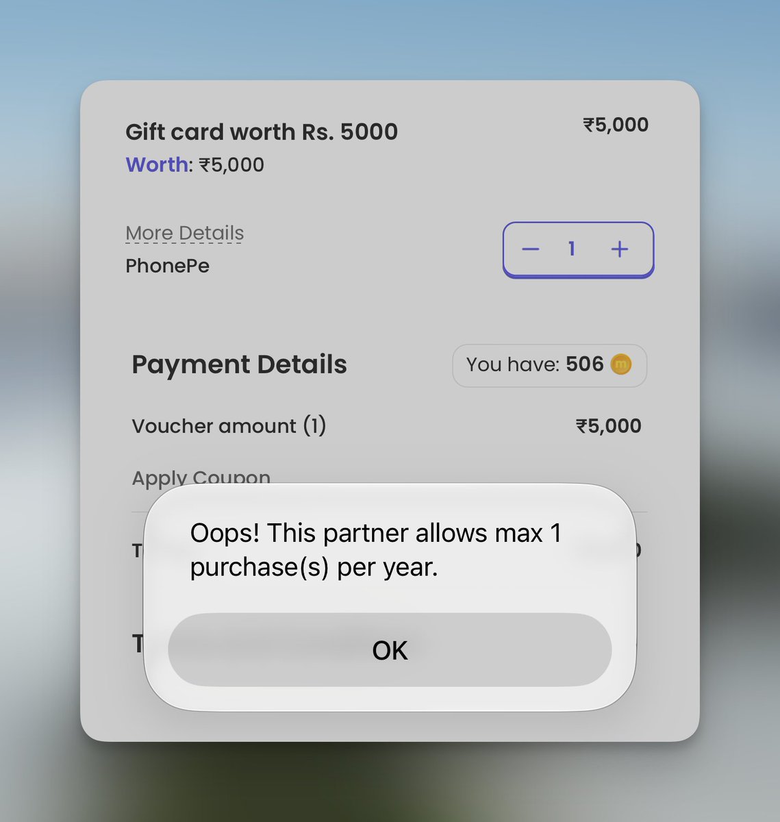 CardMavenIn's tweet photo. MagicPin blocks PhonePe GV purchases to once a year!

Quite a weird thing to do. https://t.co/lrzt4bnX8q