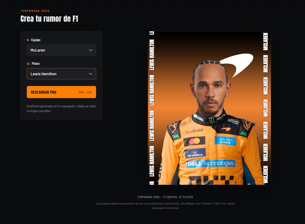 FernandoAlonsus's tweet photo. ¿Alguna vez habeis visto alguna noticia y piensas: "este triple me lo puedo marcar yo"?

Pues aquí os he hecho (con ayuda de Claude jsjsjs) una página web para generar vuestros propios fichajes inventados. 

Porque seamos serios, da mucha risa.

Enlace: https://t.co/KgC3iAYDDn https://t.co/WpTPqMqhgZ