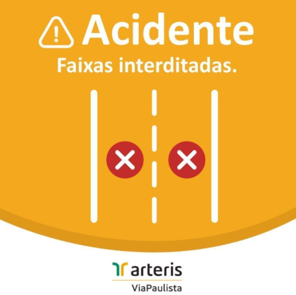 Arteris_VP's tweet photo. ⚠️Atenção!⚠️

Acidente no km 297 da SP-328 (Rodovia José Fregonese), em Cravinhos/SP, interdita as faixas sentido sul e norte.

🚗Fila de 1 quilômetro.

Equipes da concessionária atuam no atendimento e na liberação da via. https://t.co/BhFzAut1wZ