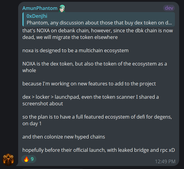 seiflaroussi's tweet photo. @Noxa_Fi The only real $noxa is the one on dbk chain don t fall for any other one the dev has plans to migrate of which he likely update us on soon

So far he burned 40% of the supply on dbk chain today https://t.co/Nh2XVDzbdC