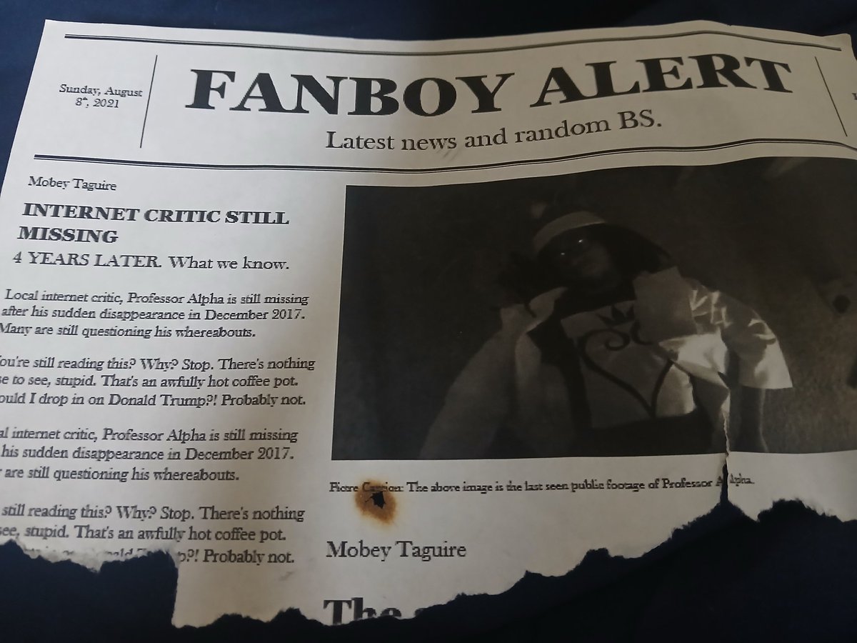 GeoFilmWork's tweet photo. Old newspaper prop I made from the last Profeeosr Alpha episode. Seeing the difference between the effort I would exert then and now lowkey make me sad. https://t.co/y8q3x7NDD3