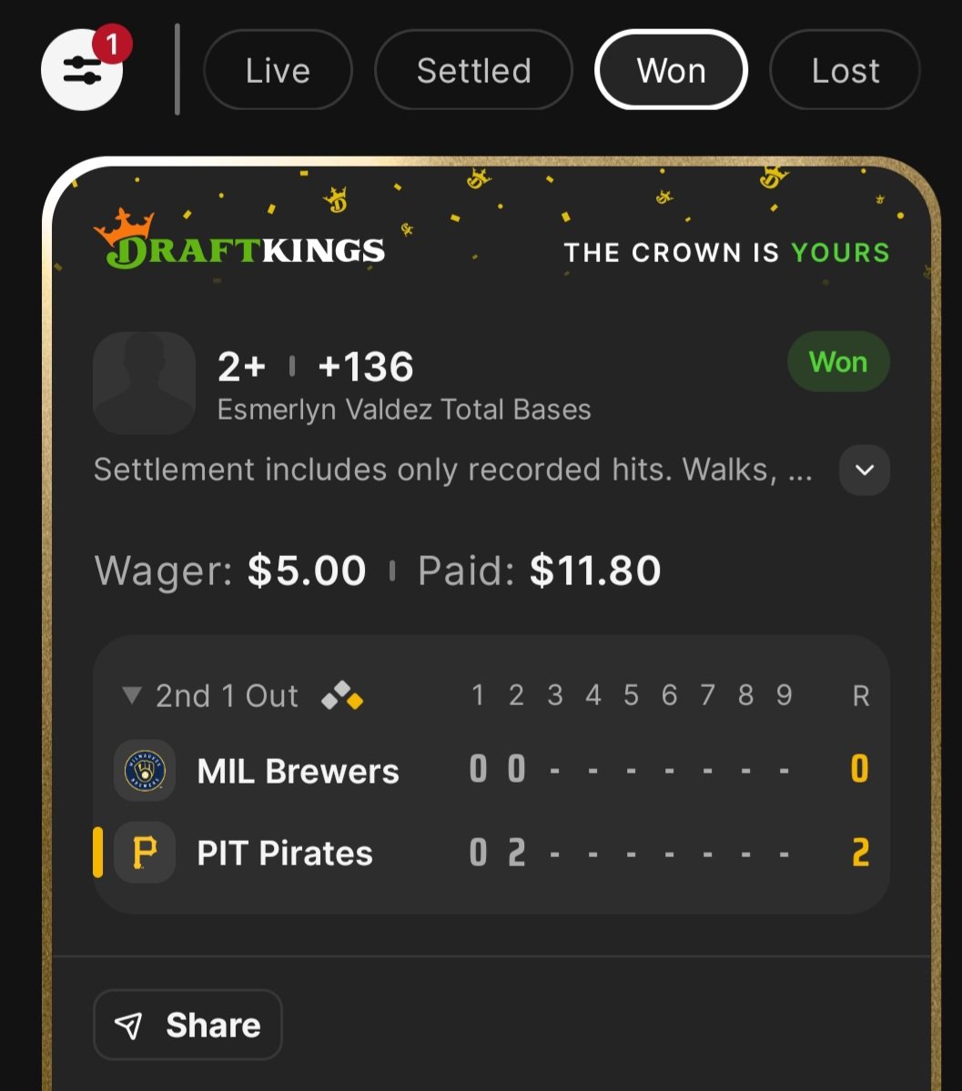 BagHunter77's tweet photo. Did a bases ladder with Valdez 2 bases all the way to 5 bases , cash the 1st leg @PropFinderApp  homerun cashes entire ladder 
He looked good on my highlight! https://t.co/FIl9Rqr0Qe