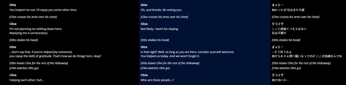 KokuyokaGameLit's tweet photo. FFXVI Part 2: Quest 2 – The Man Named Cid (Hide, Hideaway) Translation and Archive is now up!
https://t.co/dxB69G8cK4
#FFXVI #ff16 #GameScript #translation https://t.co/3fzAtr7mzv