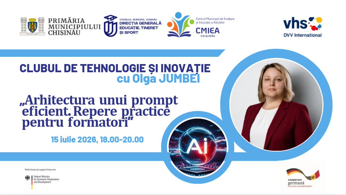 OlgaJumbei's tweet photo. ⏩ Dragi colegi, ne revedem în câteva zile la #CMIEA, cu aceeași bucurie de a învăța, de a explora  #IT și de a crește împreună. Fiecare întrunire adaugă o nouă experiență, o nouă resursă și un nou pas în parcursul nostru ca formatori. 
Înregistrare: https://t.co/wNKrv6wjEV https://t.co/CeXt4jy8Pf