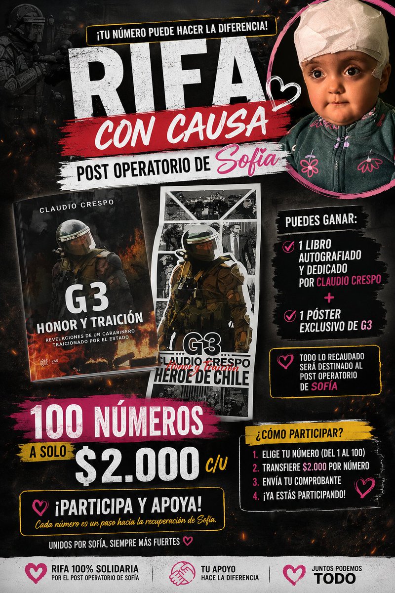 antofaopina2022's tweet photo. Bueno amigos hoy comienzo este camino por la recuperación de mi pequeña hija Sofía.
Ustedes saben que ella se operó de Craneosinostosis el miércoles.
A $2000 el número
100 números.

Datos para comprar números
👇🏼 
JORGE ANDRES GARCIA
16.435.545-4
Banco Bci
Cuenta Corriente
71878518

Desde ya muchas bendiciones 
Y muchas gracias por el apoyo
 ❤️🫂🙌🏼