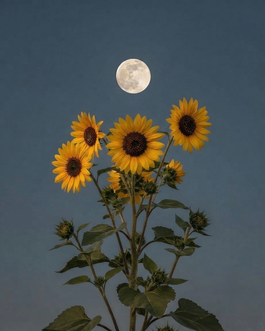 sunflowerchives's tweet photo. Sunflowers by moonlight. https://t.co/fT940c0d30