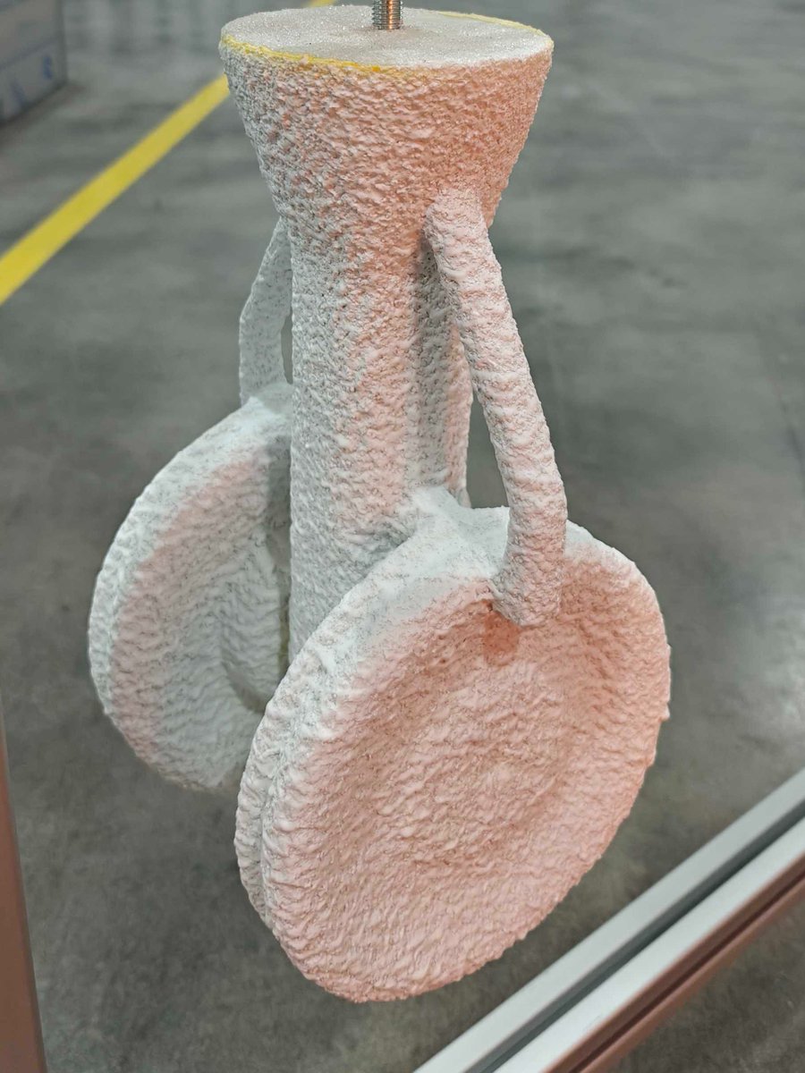 connorkapoor's tweet photo. After our tree is simulation-optimized, we 3D print it in one shot, avoiding costly and workforce-consuming time in pattern assembly (a hidden bottleneck in legacy investment casting) 

We then rapidly build an investment casting shell; we do our shell builds in ~6 hours, whereas in legacy shops, it can take 3-5 days. 

(🧵4/6)