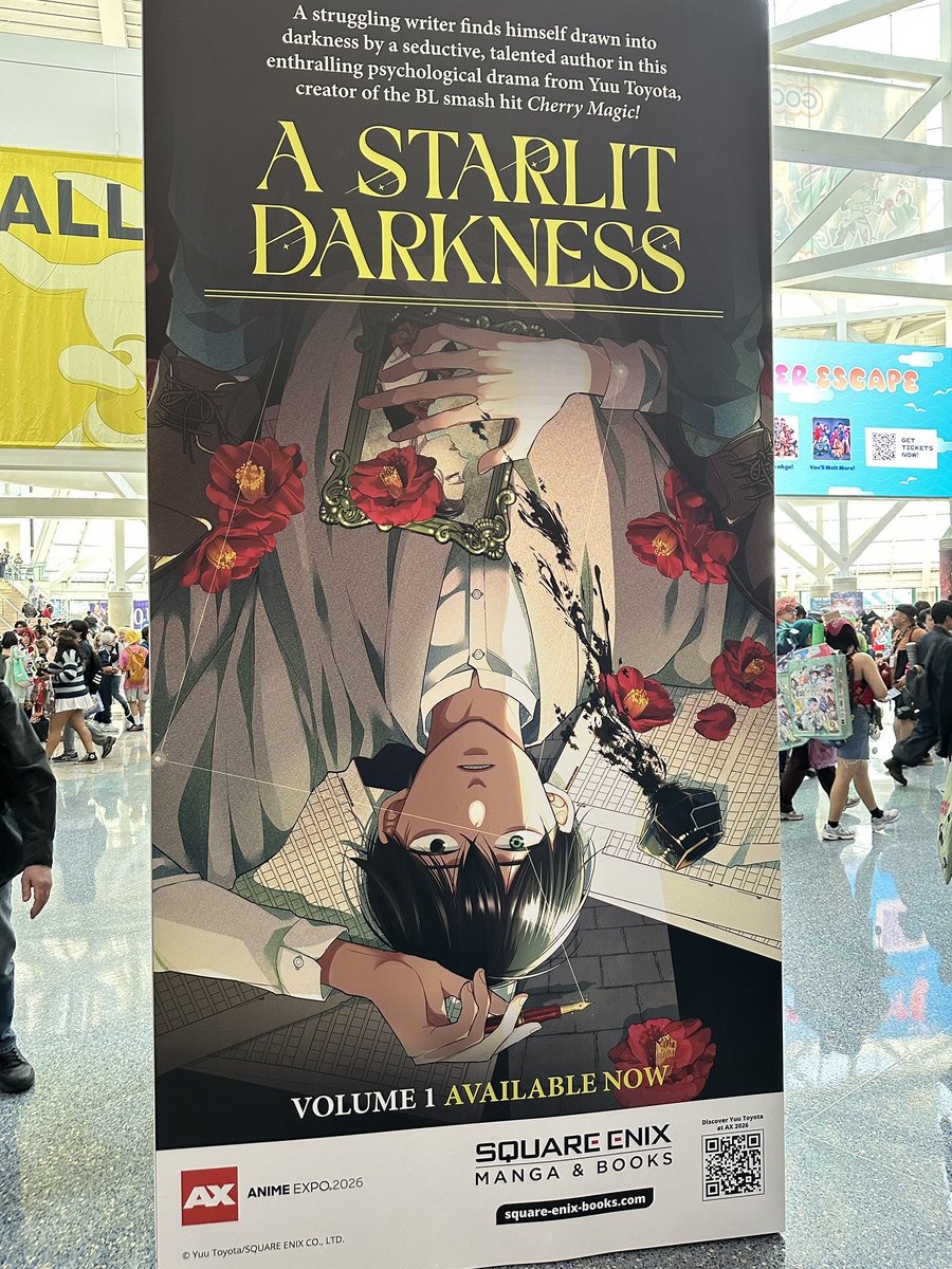 Missingnarwhal's tweet photo. The @SquareEnixBooks @toyotayou pillar was definitely my favorite spot at AX this year! I visited it everyday and was finally able to get a clear photo of all the sides on Sunday! 🥰💗

#BLHONEYMOON https://t.co/cHu3TcWL0E