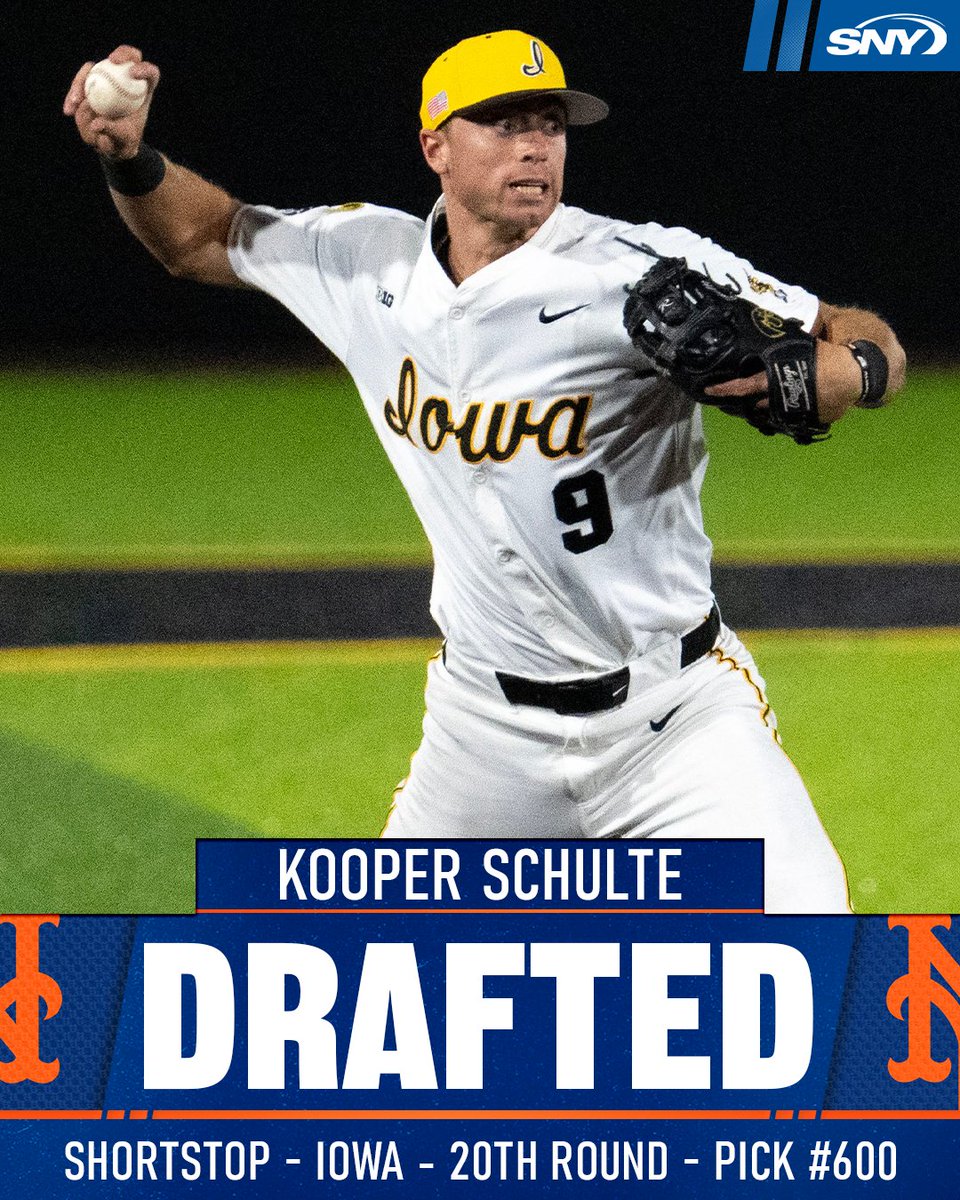 SNY_Mets's tweet photo. In the 20th and final round of the MLB Draft, the Mets select Iowa shortstop Kooper Schulte https://t.co/bBvNHSwVG2