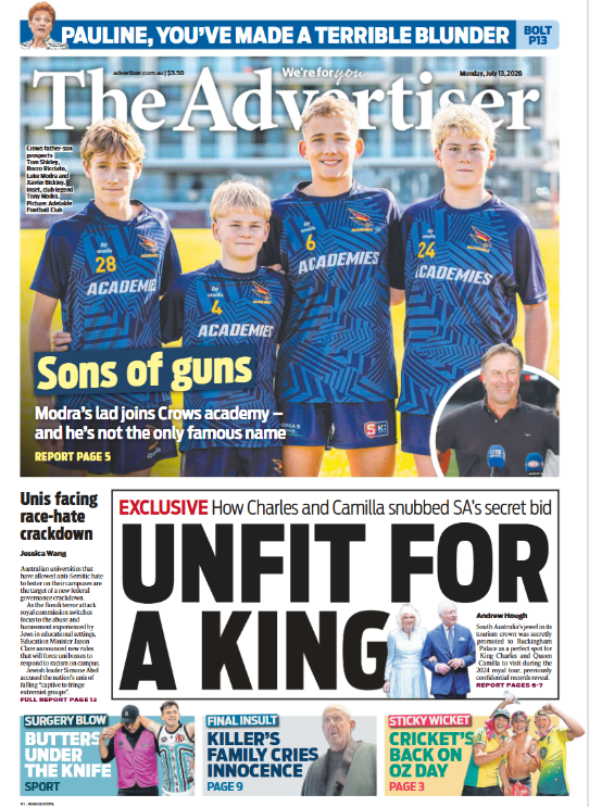 theTiser's tweet photo. The front page of today’s Advertiser 🗞️
Read it here 👉 https://t.co/NNxdOUJ4EG https://t.co/1slbKWHLD0