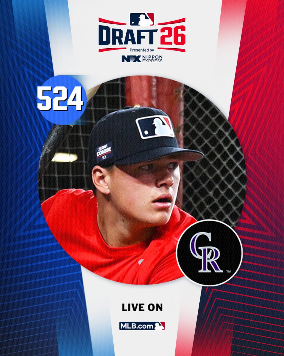 MLBDraft's tweet photo. With their 18th-round pick (No. 524 overall), the @Rockies select JSerra (CA) outfielder Blake Bowen, No. 63 on the Top 250 Draft prospects list.

Watch live: https://t.co/h080jbn5Dp https://t.co/Gjkfb8j0Fn