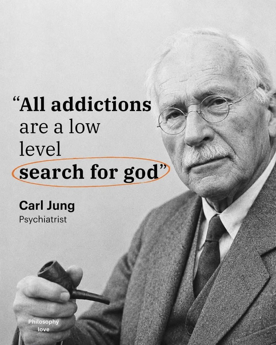 JuliusTora's tweet photo. "All addictions are a low-level search for God." – Carl Jung

–––––––––––

"Addiction is proof that you are capable of intense devotion. You just serve a false god." – Unknown https://t.co/mnA9rioAFJ