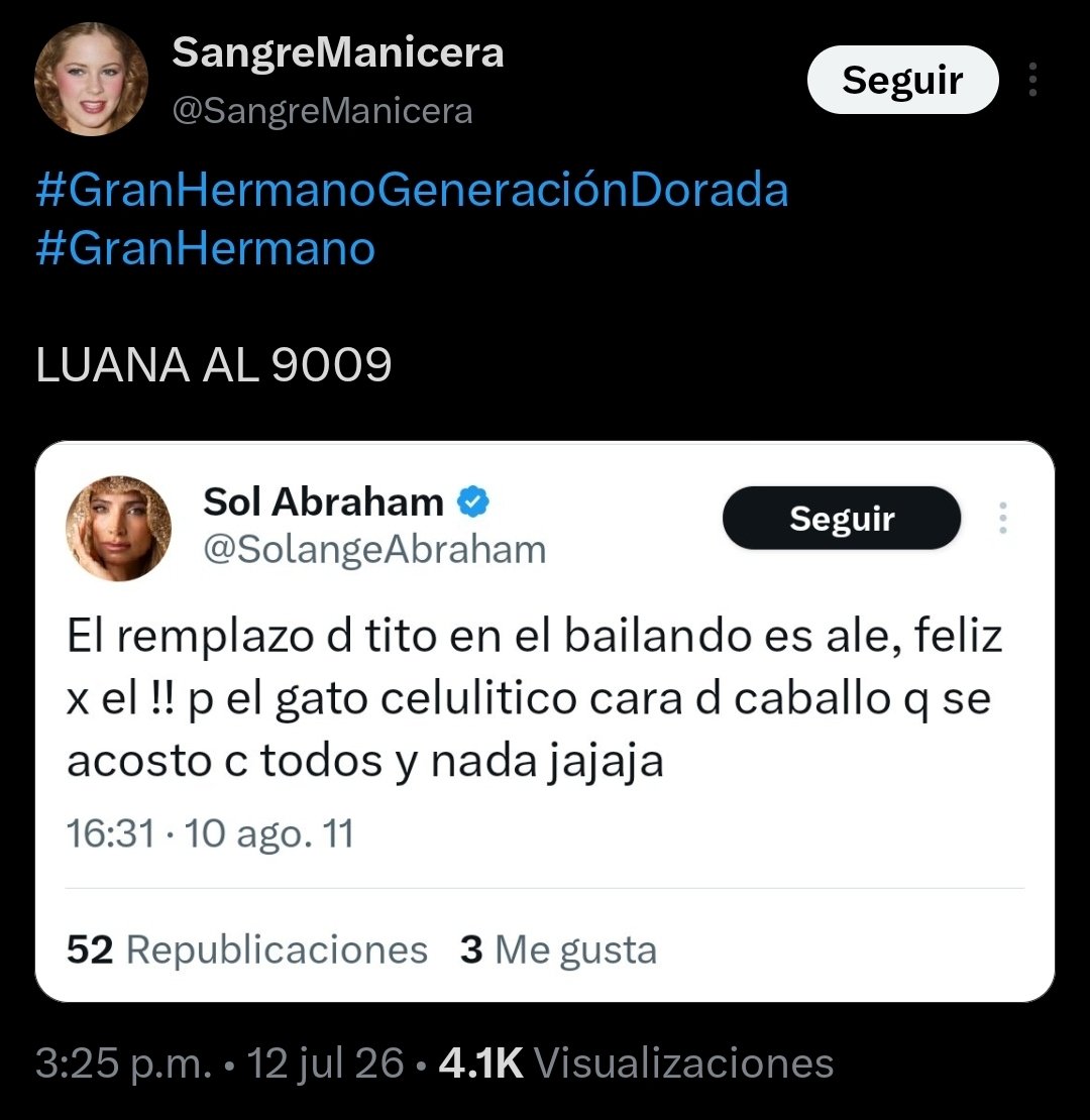 dgg006's tweet photo. La doña esta fan de ADB está tan gagá que hace campaña contra una, ensuciando a la otra. En un mismo tweet divide votos la boluda
#GranHermano https://t.co/wls3ovKDfn