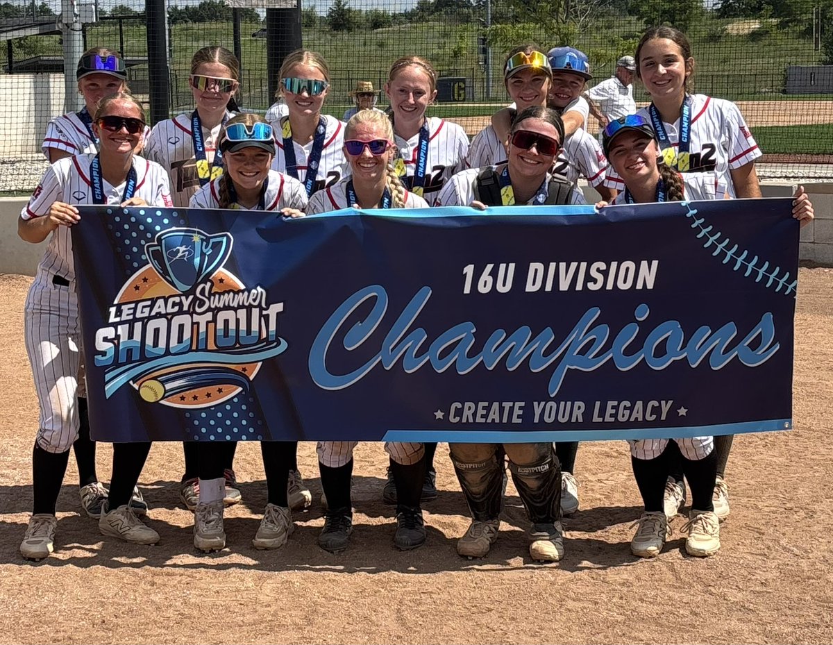 T2Chelenyak's tweet photo. Legacy Summer Shootout Champions! 
3 wins, 30 runs scored and 0 allowed! 
Shout out to @LJelneck for her GRAND SLAM and to @DanielleGolen29 for getting all three wins, only giving up 9 hits on the day, striking out 12 and only giving up 2 walks! 
Great team effort today! https://t.co/G08LdCUNVL
