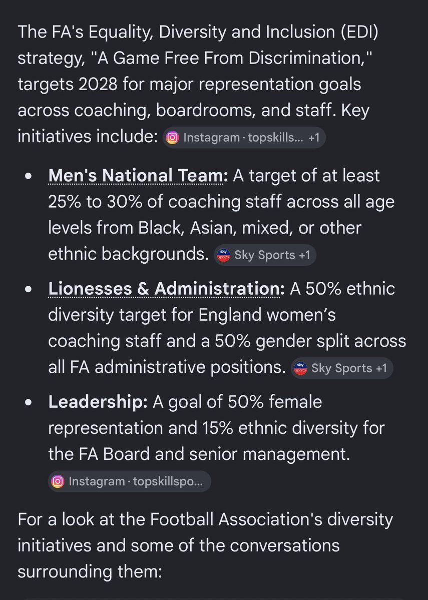 croydonchud's tweet photo. Here another point you “Eng-er-land” football twats also need to bare in mind: 

The FA also has diversity requirements, just like any other woke organisation - it also seeks to disprivilege white boys, often from working class families, from the opportunity to achieve their sporting potential - in the name of identity politics that benefits blacks. 

The teams that hit these targets get funding grants by the FA - so they are financially incentivised to do this. 

Outside the national teams, they also buy talent from poor countries so they don’t have to invest in their own players and run academies in the same way they did in the 70s, 80s and 90s and can import talent on the cheap. 

Sound familiar? That’s right - it’s the same business model that all companies have been using to suppress the cost of labour, but just at the elite sporting level. 

So when you’re cheering on your favourite African, pretending his English because he kicked the ball in the right direction and it went in the net so you got your dopamine fix - remember, your cheering on the replacement of your own people in sport, but just having double standards and not getting pissed in the way you do when they replace you in YOUR job. 

Lock in - total remigration, even the ones that play for your football team. 

https://t.co/aoqFr7svES