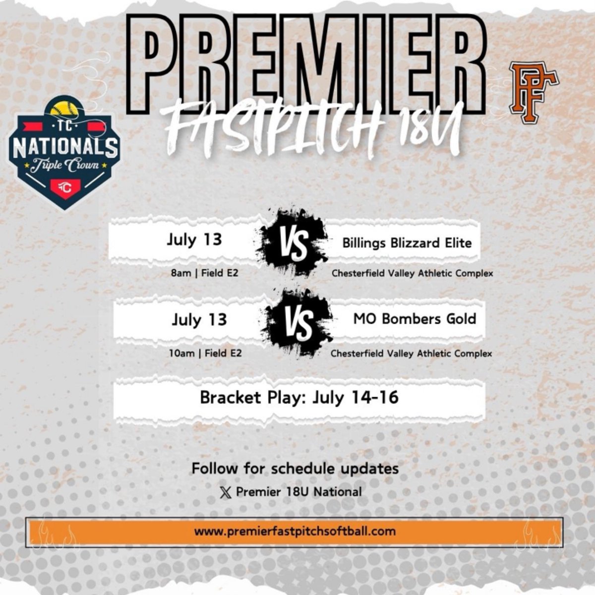 18UPFNational's tweet photo. In Chesterfield for @TCSFastpitch Nationals starting bright and early tomorrow. Follow along here for schedule updates as we move along in the week. https://t.co/bqL8U18yBo