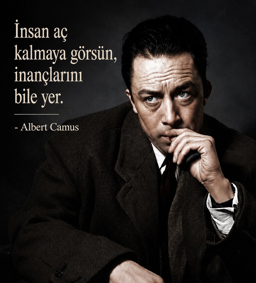 miandji's tweet photo. İnsan aç kalmaya görsün, inançlarını bile yer.
- Albert Camus https://t.co/SQUpvLT6l8