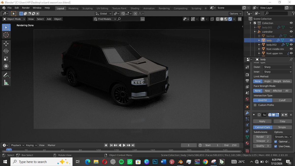 Lemon_ish_'s tweet photo. I tried building an SUV from scratch in blender rather than downloading it..
Took me like 3 days since I'm usually diconnected from the grid(no 24hours supply here)
#b3d 
#3dgraphics
#3dmodel https://t.co/Zpu7iCPdNz