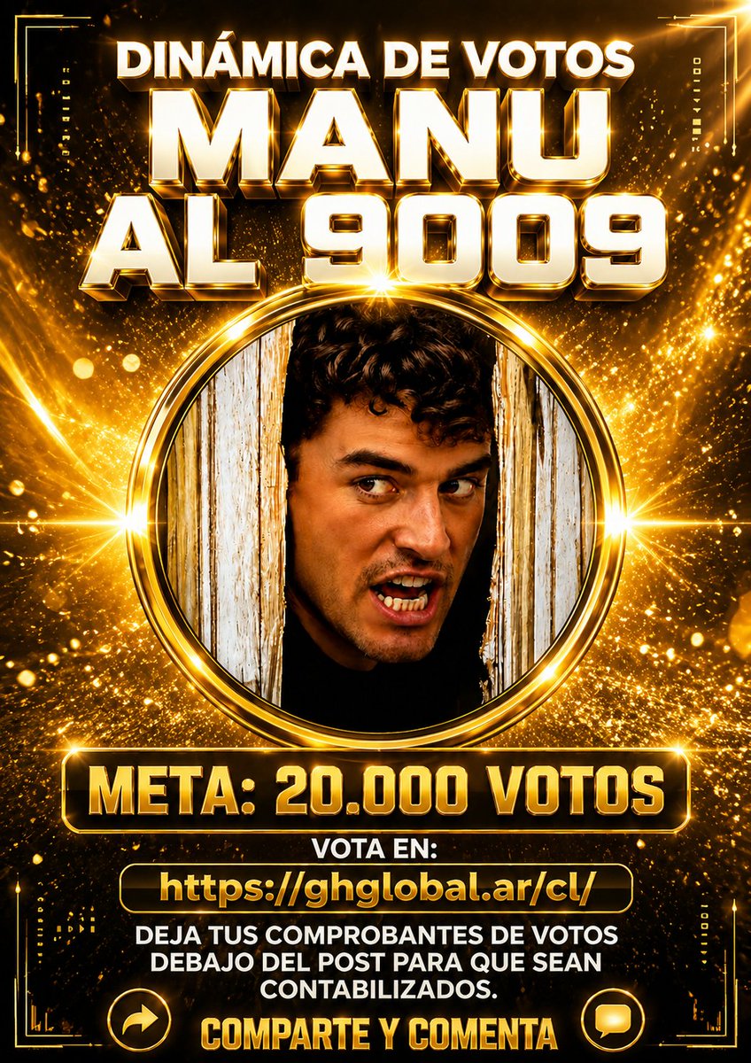 teamcinzia's tweet photo. DINAMICA MANU AL 9009 
META 20000 VOTOS
DEJEN SUS FOTOS DE SUS VOTOS DEBAJO DE LA PUBLICACION PARA CONTARLOS
#GranHermano https://t.co/OAgyFCK8at