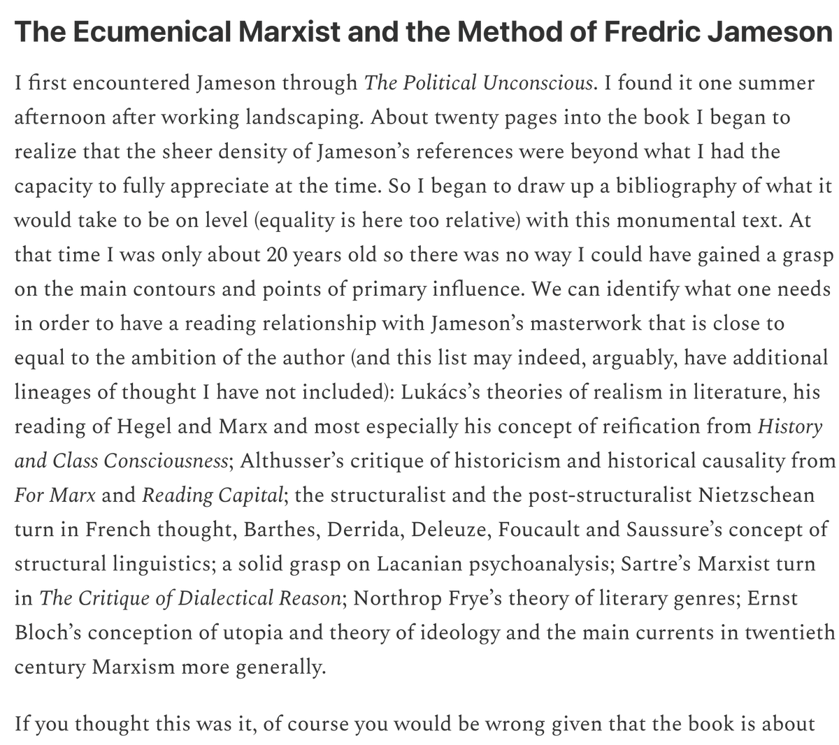 TuttReal's tweet photo. The Ecumenical Marxist
How Fredric Jameson Reconstructed Totality After Structuralism https://t.co/AN7a7qCiCE