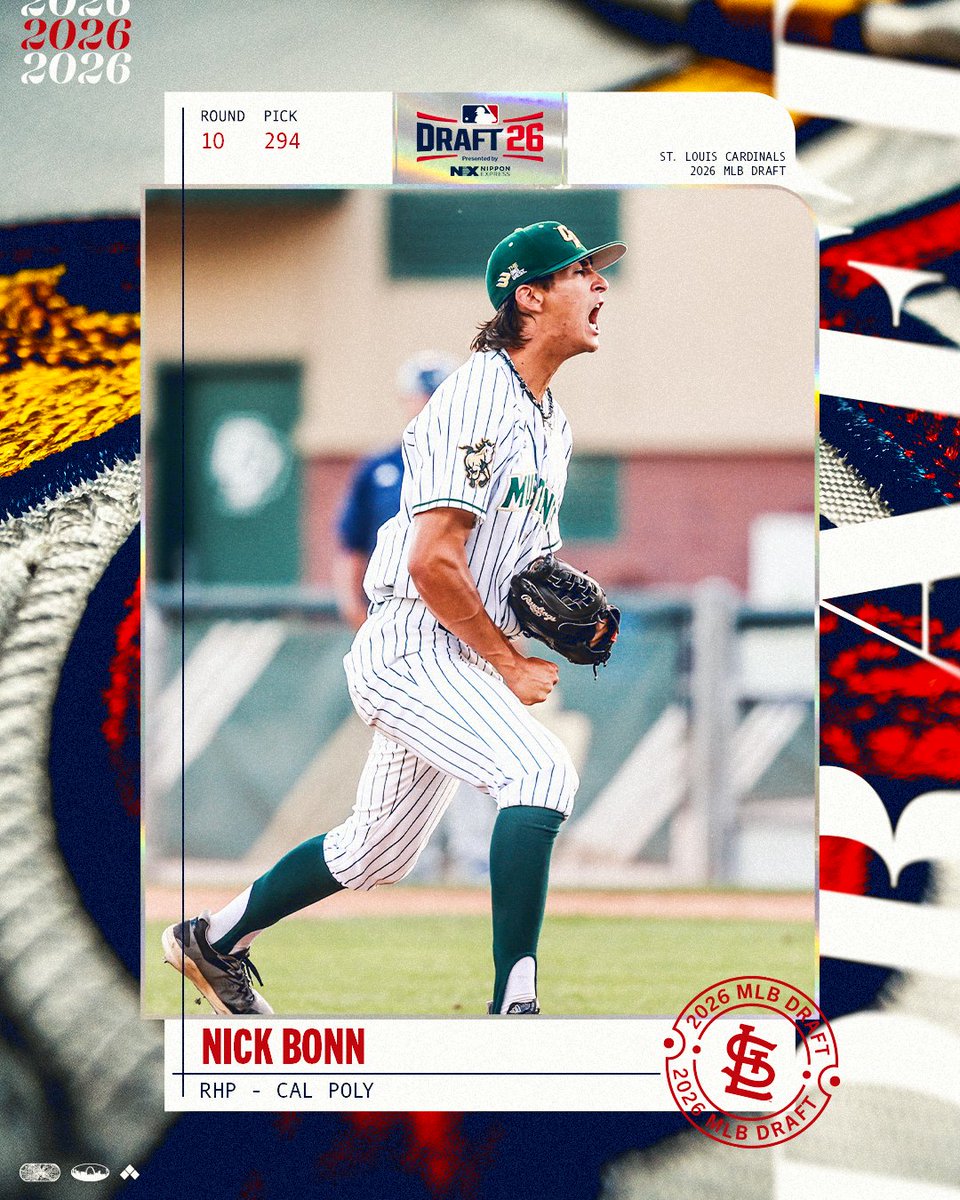 Cardinals's tweet photo. With the 294th pick in the 2026 MLB Draft, the St. Louis Cardinals select RHP Nick Bonn! https://t.co/ocmcleg5Oi