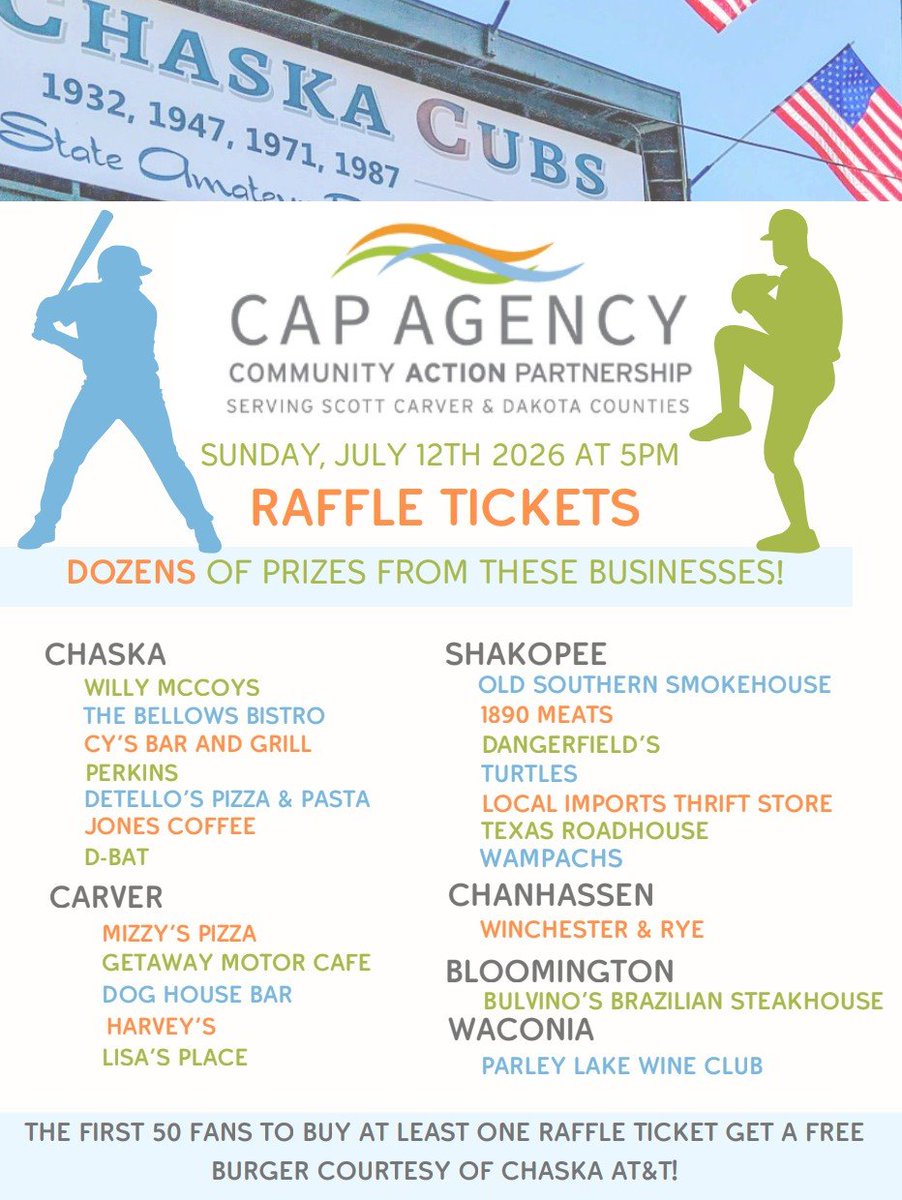 Chaskacubs's tweet photo. 🎉 GAME DAY: It's Family Fun Night at Athletic Park! We're hosting @StPatrickIrish 5pm first pitch. 
🎟️ Gates open 4pm so you can visit the CAP Agency table to donate and get raffle tickets!
🍔 Burger night!
⚾ Join us at Athletic Park tonight for baseball &amp; family friendly fun! https://t.co/q8aOj65ler