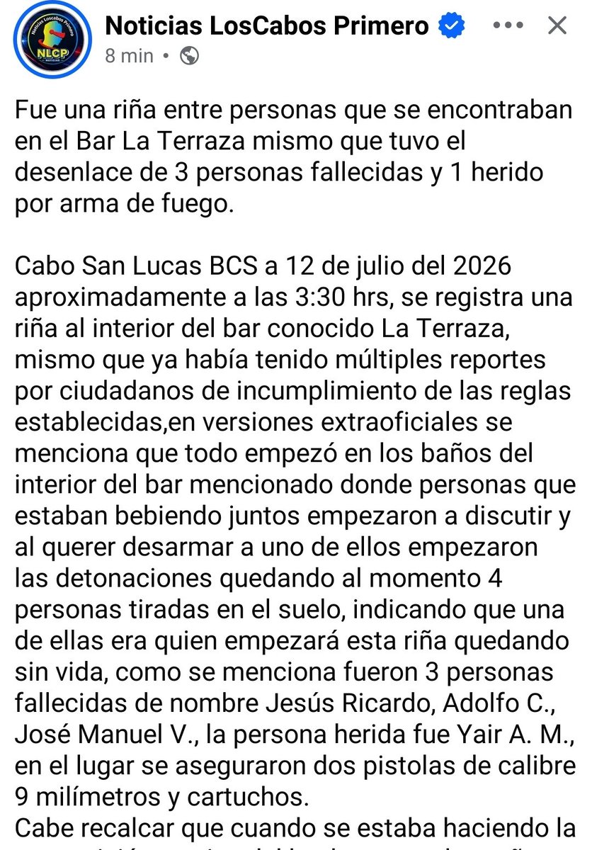 Zro_Zone's tweet photo. Hoy hubo una balacera dentro de un Bar en #CaboSanLucas #LosCabos esa población que era muy tranquila y segura y que en cuanto llegó la #4Te se descompuso, y aquí hay una de las consecuencias, solo para empezar 5 heridos y 3 renunciados 🙊 https://t.co/RJ4BDBzRqX