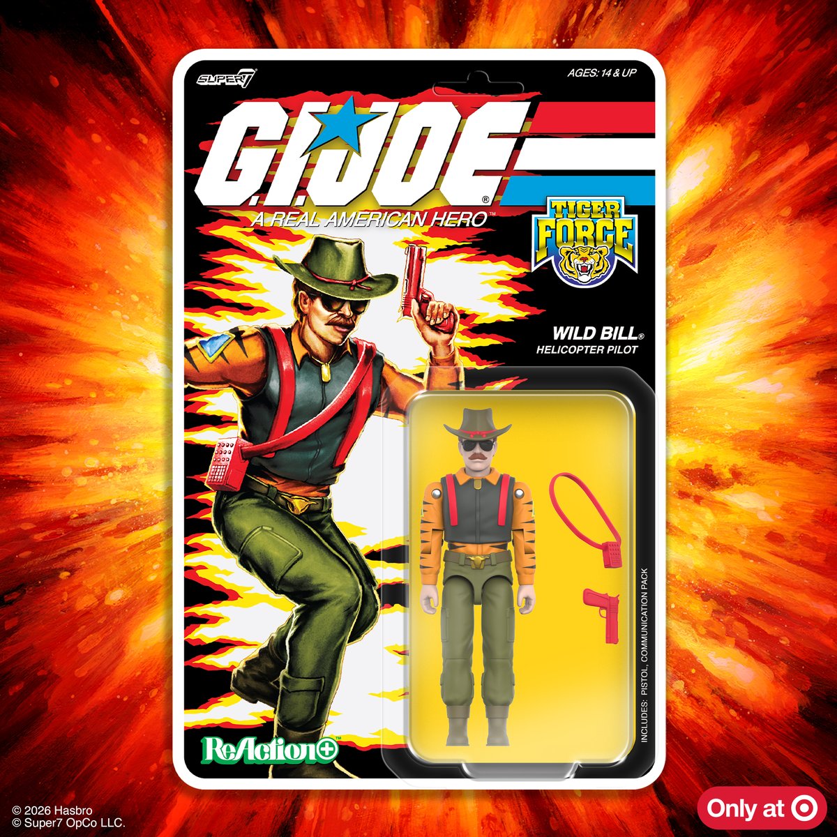 super7store's tweet photo. Ya! Ya! Move out, now! The Wild Bill Tiger Force ReAction+ Figure is ready to grab Cobra by the tail. Coming soon! Available at Target. #Super7 https://t.co/qNW6R1qyKk