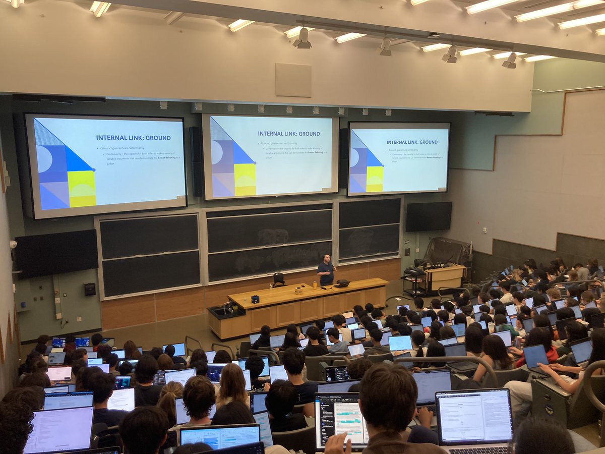 michigandebate's tweet photo. University of Michigan assistant debate coach and debate alum Dustin Meyers-Levy delivering his annual marathon Framework lecture to Seven Week debaters at Weiser Hall. Go Blue! https://t.co/F1nSsuRM3l