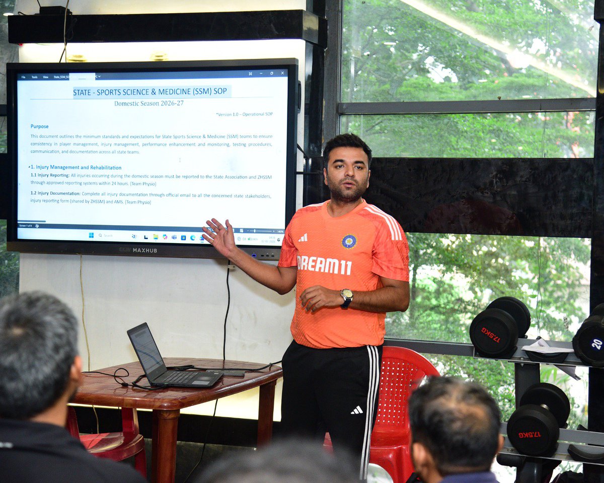 CabCricket's tweet photo. Building better athletes, together. 💪🏏
CAB, in collaboration with the BCCI Centre of Excellence, conducted a pre-season Sports Science Orientation for S&amp;C coaches and physiotherapists, focusing on fitness, injury prevention, and performance.

#CAB https://t.co/RcfBn2j1M5