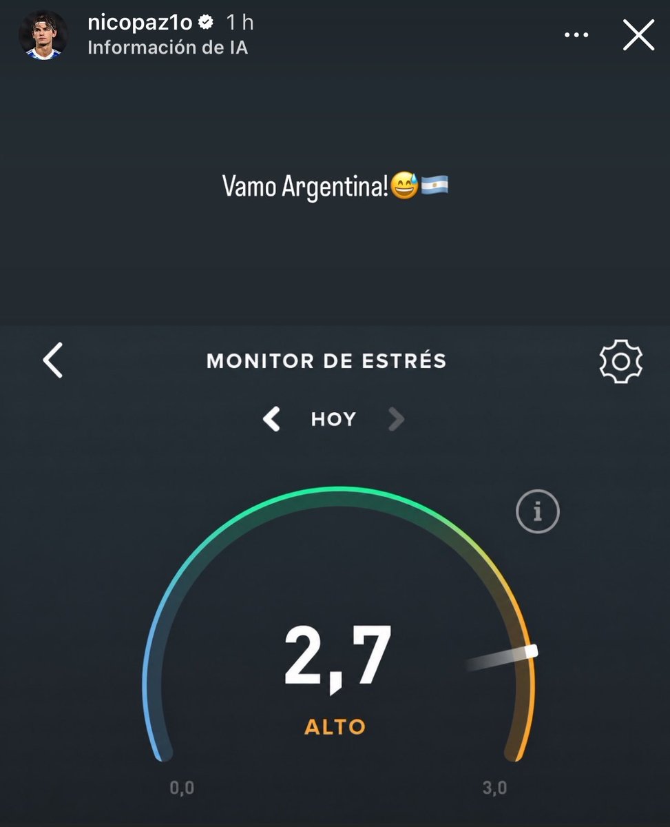 giraltpablo's tweet photo. Nico Paz mostrando su MONITOR DE ESTRÉS después del partido entre Argentina y Suiza.

Somos todos 😅🇦🇷 https://t.co/wRMDhXO9Lk