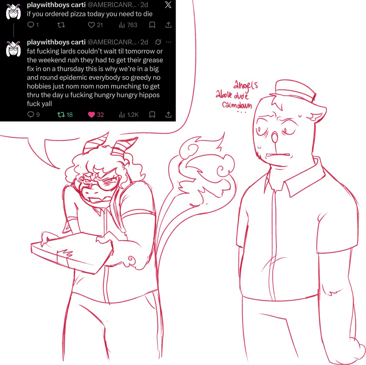 SneakyTanyuki's tweet photo. Icee's pizza eats at your soul

#deltarune #deltarunefanart #utdr https://t.co/jXeoA9kJWB