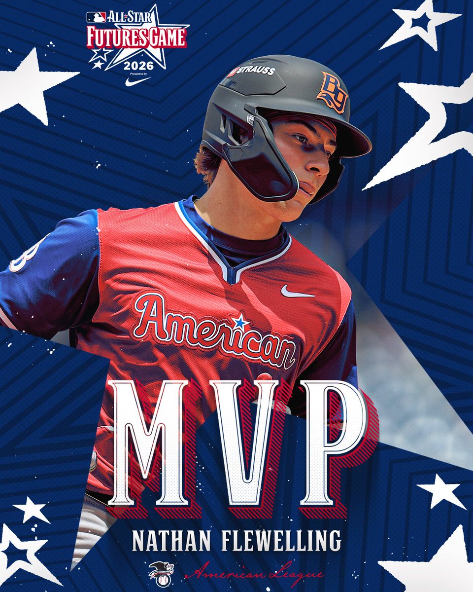 MLB's tweet photo. Nathan Flewelling, @RaysBaseball's No. 2 prospect, wins MVP honors in the @Nike Futures Game! https://t.co/5cT7L4sS4P
