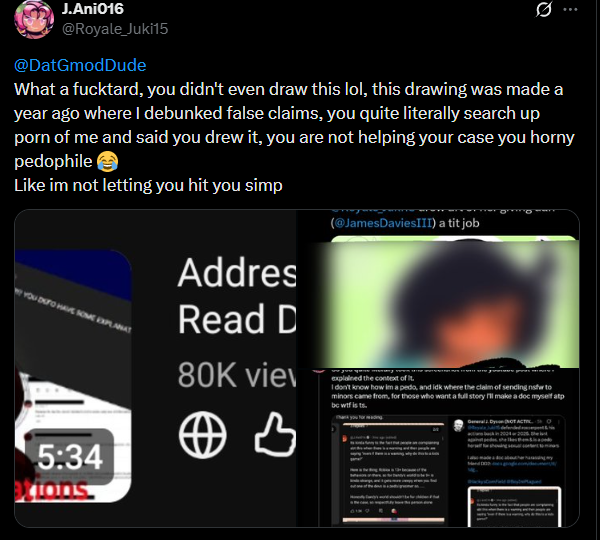 DatGmodDude's tweet photo. @Royale_Juki15 JUST TAKE ACOUNTABILITY &amp; STOP SUPPORTING PEDOPHILES YOU BITCH

also, your just leting feathy suck your tits because your his mommy https://t.co/ZwaEIk0qux