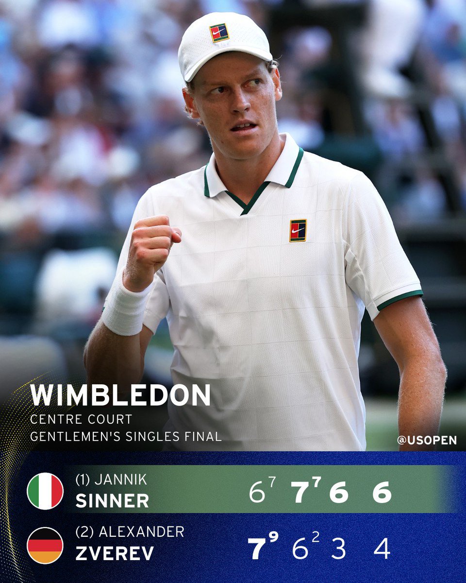 usopen's tweet photo. It's a perfect sequel at Wimbledon for Jannik Sinner! https://t.co/cziIgNuIJN