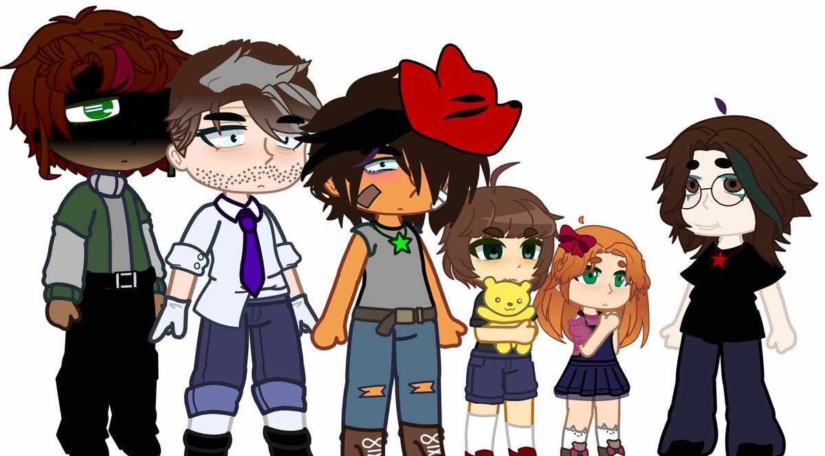 sleepticcy's tweet photo. Algumas versões da família Afton que eu fiz no gacha club (e eu entrosando ali no canto) https://t.co/CT9m8yBSbi