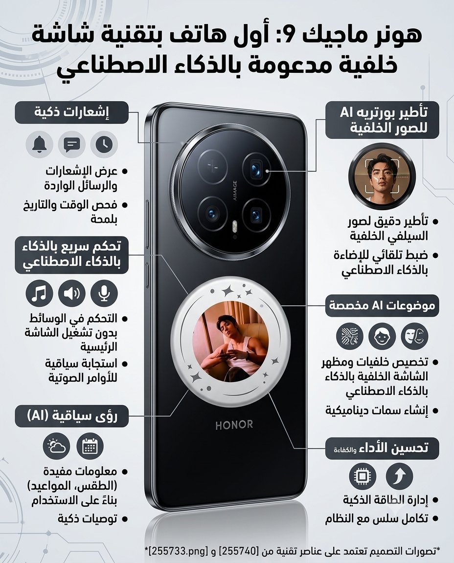 drbeel_techno's tweet photo. #Honor
تختبر أونور إمكانية إضافة دعم شاشة خلفية بدعم الذكاء الإصطناعي لعملاقها #HonorMagic9 القادم في أكتوبر المقبل. https://t.co/oj495bX7Zk