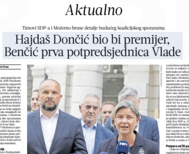 despotinfinitus's tweet photo. SUTRAŠNJI HOROR U VEČERNJEM IZDANJU 🎪📰

Listam uz večernje piće sutrašnje tiskovine i, moram priznati, led u čaši se otopio od muke, ali mi se zato krv u žilama propisno smrznula. Jer progresivni umovi SDP-a i Možemo! bruse detalje za našu konačnu propast. Plan je genijalan u svojoj farsi: Siniša Hajdaš Dončić kao premijer, a Sandra Benčić kao prva potpredsjednica Vlade.

Kakav povijesni trenutak i neponovljiv spoj "znanja"! S jedne strane provjereni salonski ljevičari, a s druge aktivistička elita koja je od Zagreba uspjela napraviti ekološku nepogodu i prašumu. Zamislite tu sinergiju na razini države – dok nam Hajdaš Dončić bude objašnjavao makroekonomiju, Sandra Benčić će vjerojatno uvoditi sortirnice otpada u ministarstva i ustavom zabranjivati košnju trave. Ako ste mislili da smo dotaknuli dno, opustite se; stižu stručnjaci koji će nam dokazati da dno ima i podrum.

Sutrašnji naslovi nas već večeras upozoravaju što nas čeka kad se spoje partijska nostalgija i nesposobnost s filozofskog fakulteta.

Ugasite svjetlo, ionako nam se u mraku sprema njihova "svijetla budućnost". Laku noć, Hrvatska – tko zadnji izađe, neka zaključa vrata.