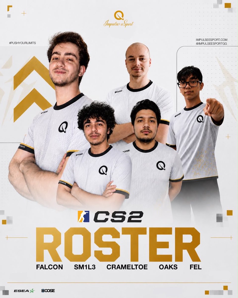 impulseesportgg's tweet photo. A new chapter begins. 

Our CS2 roster is officially here!
Hungry. Determined. Ready to make an impact.

Our lineup:

🇳🇱Kamiel "Crameltoe" - IGL
🇦🇿Shahin "Falc0n" - AWP
🇦🇿Ismayil "Sm1l3" - Rifle
🇵🇭Keon "Fel" - Lurker
🇲🇳Renzo "Oaks" - Opener

🇩🇪Avidan "Salibz" - CS2 Manager

Welcome to the family! 💛🖤
#CS2 #Esport