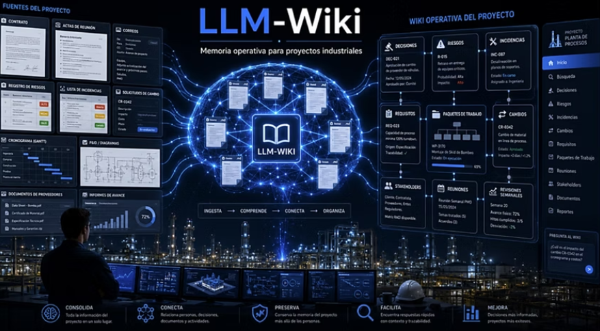 lozkorp's tweet photo. Un proyecto industrial es una historia en movimiento, que suele quedar dispersos entre correos, PDFs...
Una LLM-Wiki aplicada a Project Management propone convertir todo eso en memoria viva del proyecto
https://t.co/LliJ8o1tMR
#PMIA #AI #ProjectManagement #KnowledgeManagement https://t.co/Kg8Fd01EqF