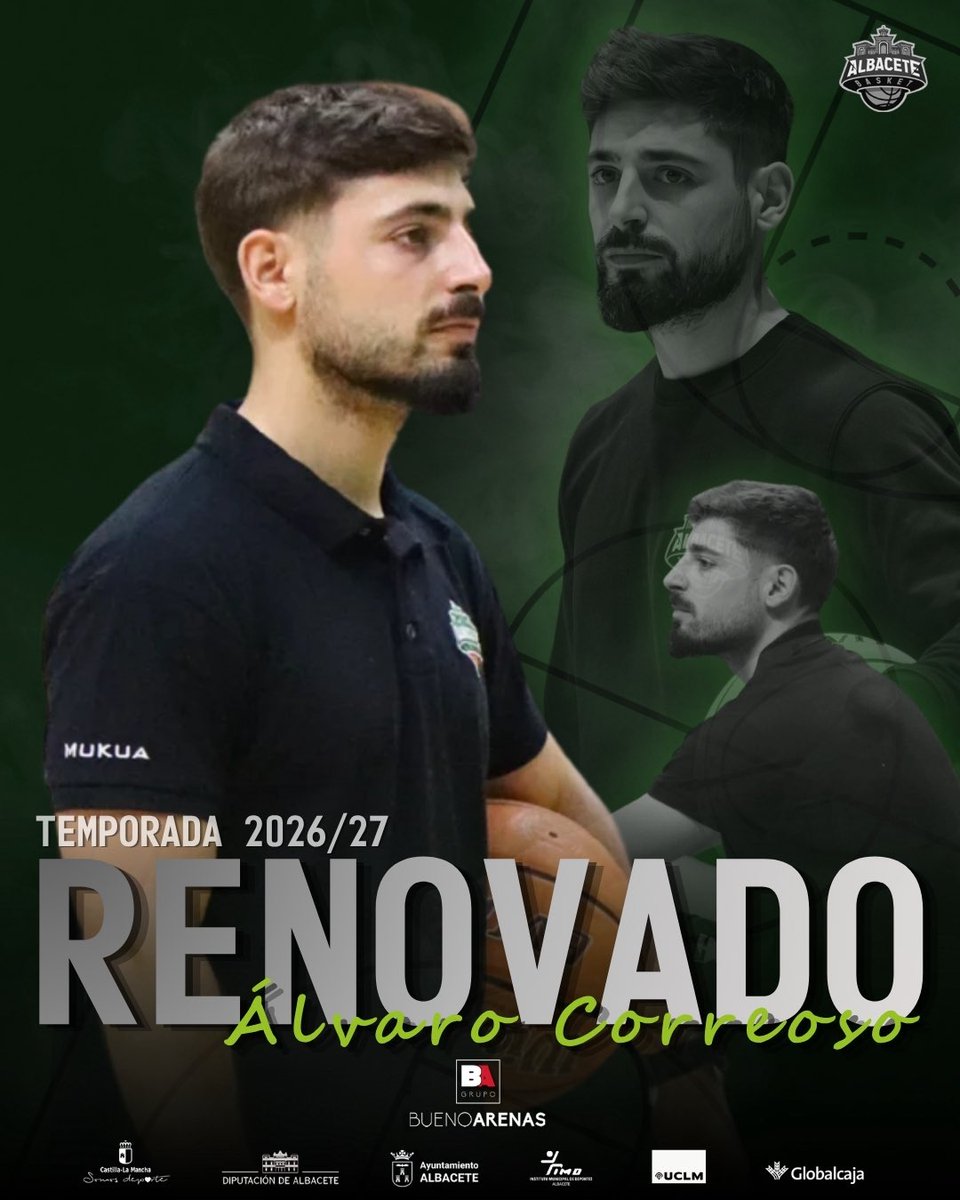AlbaceteBasket's tweet photo. Como no vamos a estar de buen humor con estas dos renovaciones🤩
Álvaro Correoso y Álex Serrano continúan otra temporada más en el cuerpo técnico del Bueno Arenas Albacete Basket como preparador físico y segundo entrenador, respectivamente.
#ruidoparqueruido https://t.co/srZgQ63OT5