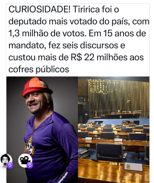LessaSanta's tweet photo. Gente, falando sério: Tem como o Brasil ir pra frente? Um descondenado não inocentado na presidência, esse da imagem eleito, reeleito e vai se candidatar novamente, o tal caneta azul vem aí, Renan Bozo vai pra Dep. Federal por Sta Catarina, Romário, Haddad e etc. Tem jeito?🙄 https://t.co/rNozhuHK03