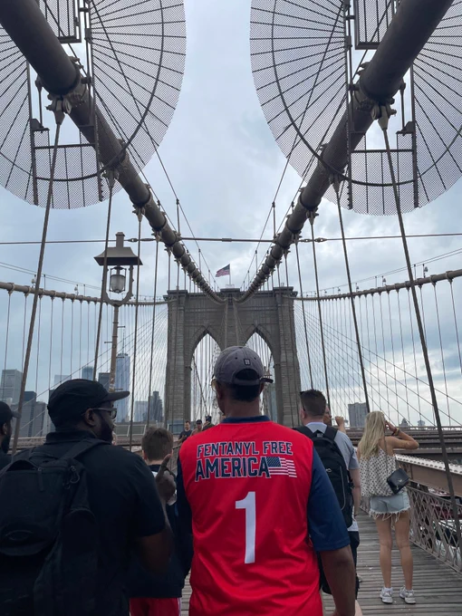 DEA New York leadership, Special Agents, Task Force Officers, and employees walk with all those participating in the Walk For Lives across the Brooklyn Bridge.