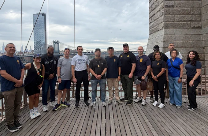DEA Northeast Associate Chief of Operations Frank Tarentino, DEA New York Enforcement Division Special Agent in Charge Farhana Islam, DEA New York ASAC’s, Special Agents, Task Force Officers, and employees walk with all those participating in the Walk For Lives across the Brooklyn Bridge.