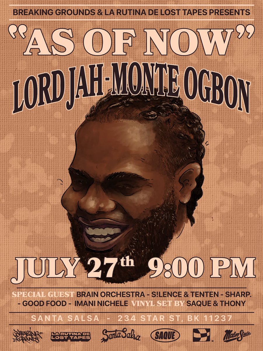 jahmonteogbon's tweet photo. July 27 | Brooklyn, NY
Doors open at 9:00 PM
Performances begin at 10:30 PM https://t.co/vxCJhQRO9D